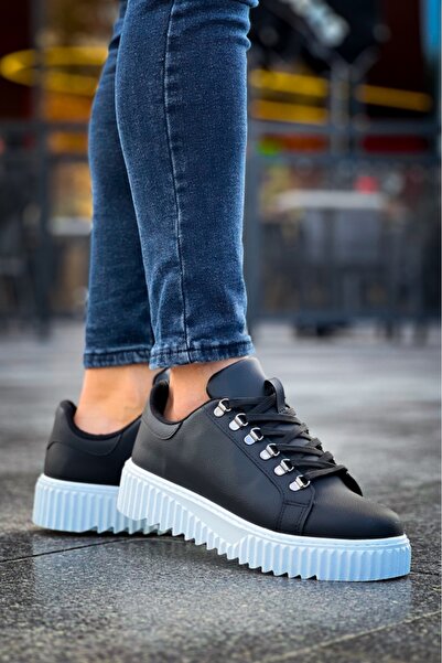 BOA Ba0505 Hook Lace-Up Black Color White Sole Casual Shoes