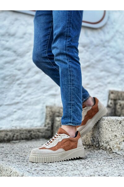 BOA BA0802 Ανδρικά παπούτσια casual με ψηλή σόλα BOA Tan Suede