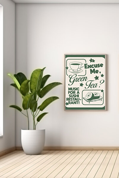 BS BASKI A3 SİYAH ÇERÇEVELİ GREEN TEA BASKILI TABLO