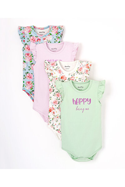 Bonfino Bonfino 4 Pack All Over Printed Floral Bodysuit - Multicolor