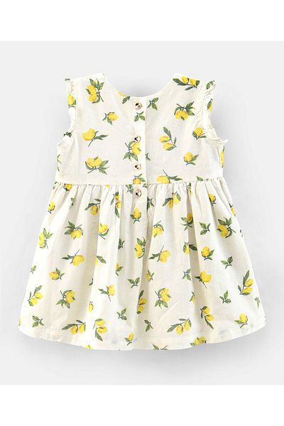 Bonfino Bonfino Cotton Woven Sleeveless Floral Printed Frock - White