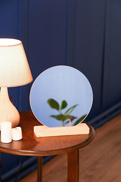 EVCAZIM Yuvarlak Estetik Asimetrik Ahşap Makyaj Aynası Çerçevesiz, Dekoratif ...