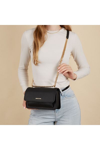 Michael Kors Claire Schwarz Leder Schultertasche 30t4gc7l3t-001
