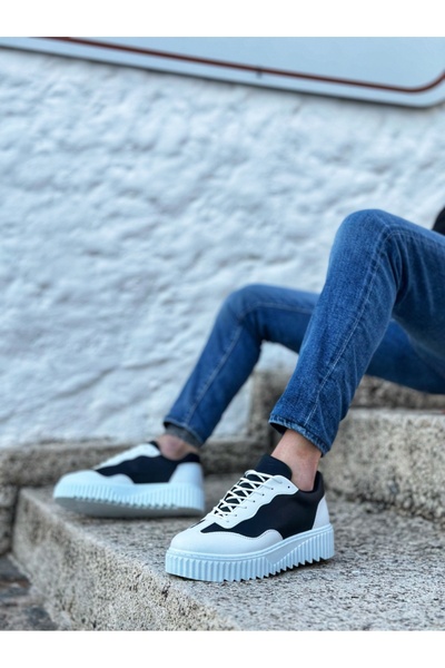 BOA BA0802 BOA Μαύρο Χρώμα Λευκό Ανδρικά παπούτσια με ψηλή σόλα