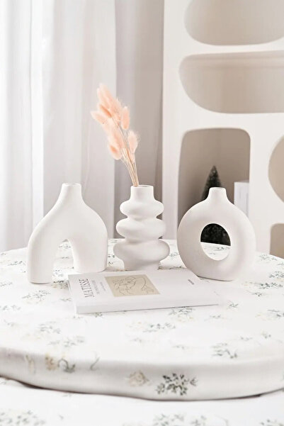 Havalı Tasarım Minimal Vazo Set 3'lü Bohem Biblo Minyatür