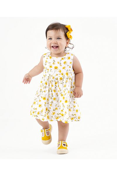 Bonfino Bonfino Sleeveless Frock Floral Print- White