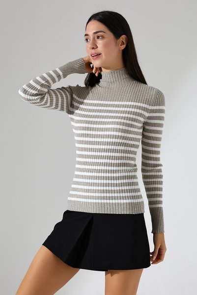 Lavinza Half Turtleneck Knitwear Striped Sweater - ⏰   Last Stock! Price That Can'T Be Missed