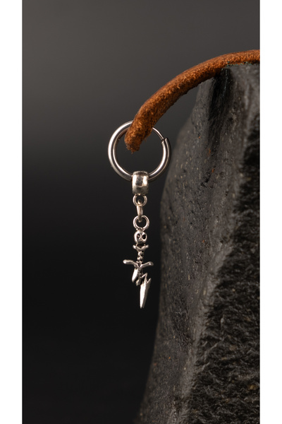 Piercing Market Steel & Silver Erkek Unisex Çelik Takı Halka Sallantılı Model Küpe Paslanma Kararma Yapmaz