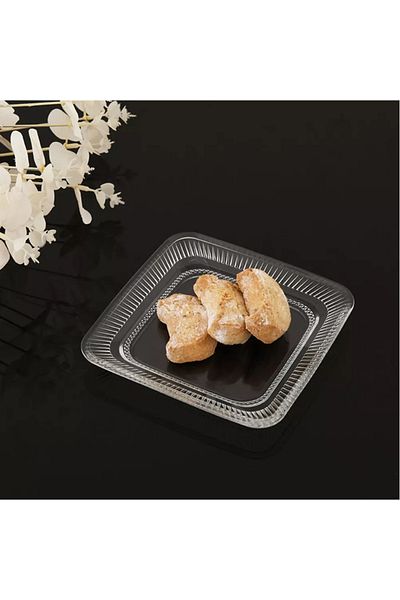 kitchenboost Pasabahce Elysia 4-Piece Square Cake Breakfast Dessert Plate 15X15 Cm.