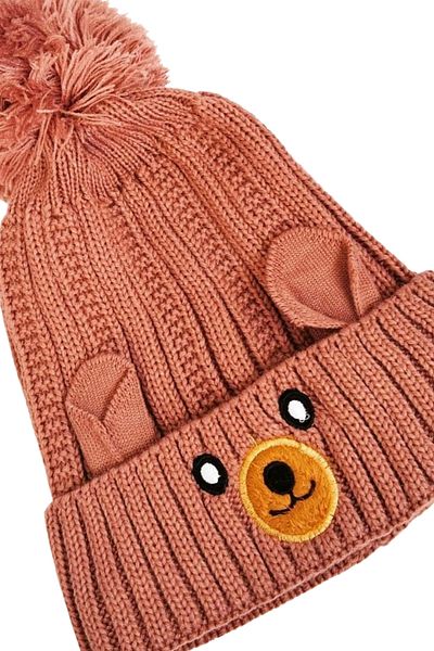 NEZADE STORE Children's Beanie Soil with Wool Figured Pompom