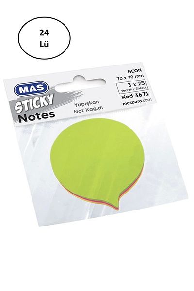 MBB ETİCARET Mas 3671 Mixed Color Balloon Shaped 75 Sheets Note Paper