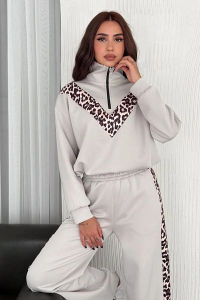 NesShine Women's Leopard Print Scuba Fabric Tracksuit Set