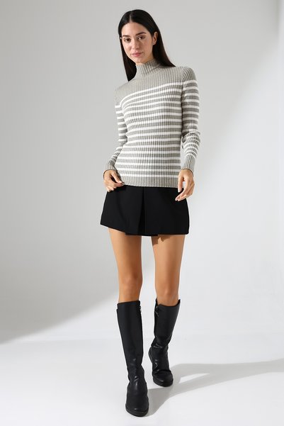 Lavinza Half Turtleneck Knitwear Striped Sweater - ⏰   Last Stock! Price That Can'T Be Missed