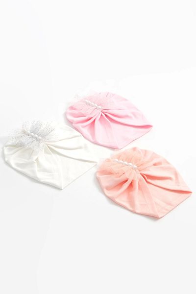 LOGO AKSESUAR Baby Girl Pearl Tulle Cotton Bonnet