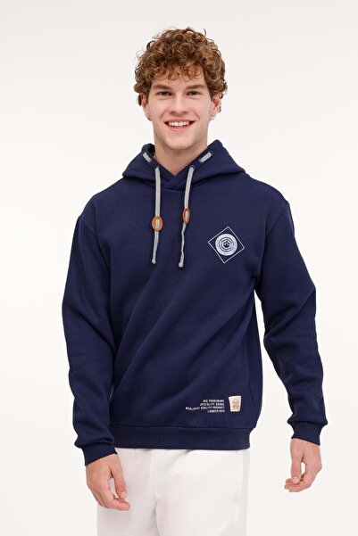 lumberjack Hanorac cu glugă pentru bărbați Hector, albastru bleumarin