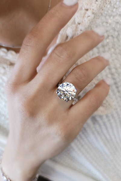 Crystal Diamond Zirconia Garantili,sertifikalı,  devasa taşlı yüzük
