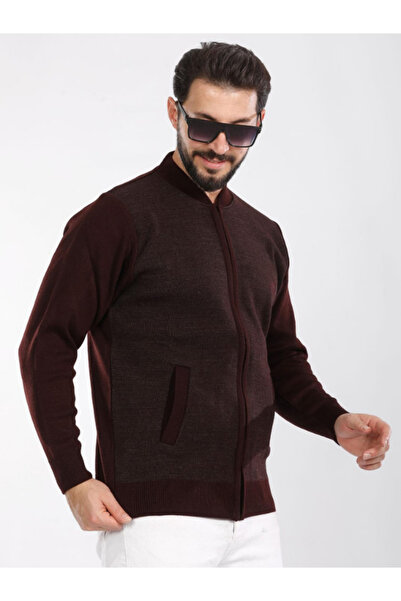 LUSSOLİFE Чоловічий трикотажний светр з блискавкою та коміром-стійкою