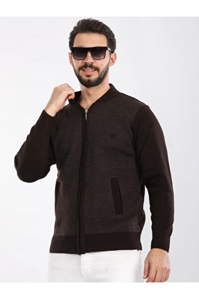 LUSSOLİFE Чоловічий трикотажний светр з блискавкою та коміром-стійкою