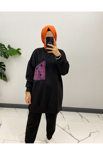 Puane Scuba Fabric Colorful Hijab Tunic with Bird Eye Detail