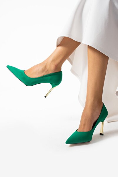 Güllü Shoes Stiletto verde - Tocuri înalte din piele vegană confortabile pent...