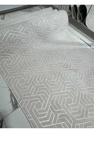 Nesrin NESRİN Kaymaz Taban LUX Kesme Kabartmalı Salon Koridor Mutfak Hali Armoni Krem