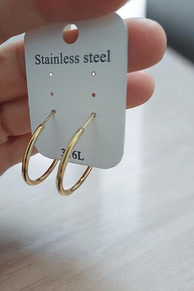 ESMERAY STEEL Superior Steel 3 cm Diameter Hoop Steel Earrings