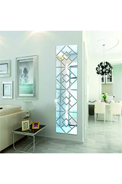 şamaksesuar (4 ADET) ( 36 PARÇA ) MODERN SANAT KARE GÜMÜŞ Ayna Pleksi Duvar D...