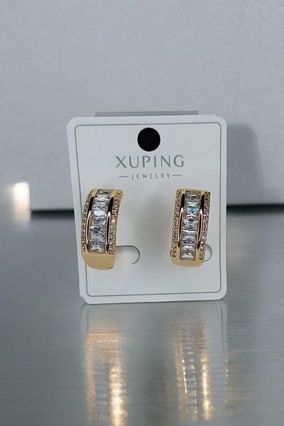 Özce Superior Steel Ring Baguette Stone Model Xuping Earrings