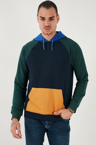 U.S. Polo Assn. БАЗА. Мъжки суитшърт поло - памук, цветни блокове, с качулка, стандартна кройка SWEAT G081GL0821958114