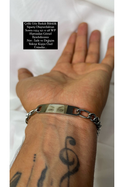 Çelik Göz Baskılı Çelik Bileklik - Gözlerim Hep Üzerinde Diyenlere