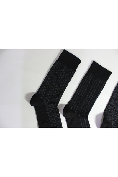 Adin 6 Pairs Gray Jacquard Bamboo Men's Sockets - Gift & No Outlet