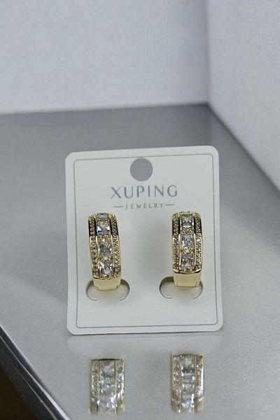 ESMERAY STEEL Xuping Earrings - Superior Steel Row Stone Round Model