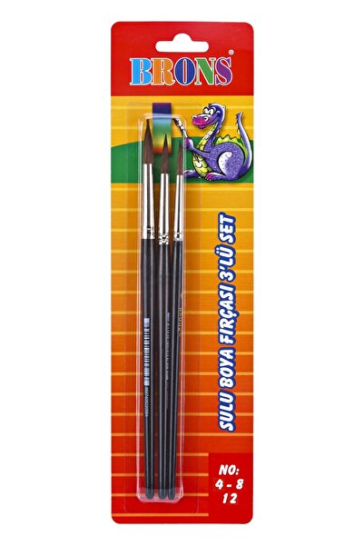 Brons مجموعة فرشاة ألوان مائية مكونة من 3 قطع مقاس 6-8-10 (BR-245)