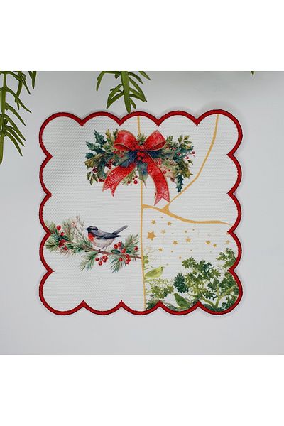 DECO New Year's Concept - Crack Patterned Cocktail Napkin with Embroidered Edges, Washable 1 Piece