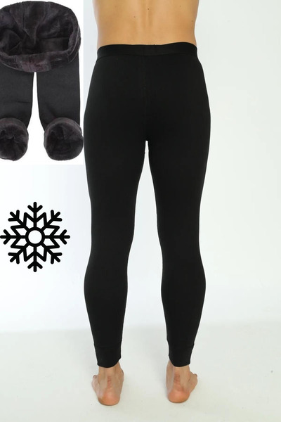 mrmpro Ανδρικά μαύρα θερμικά εσώρουχα – με βελούδινο φλις, χειμερινά, ζεστά και ανθεκτικά