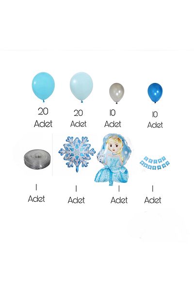 CUGY Winter Concept Blue Snowflake Princess Birthday Party Celebration Set
