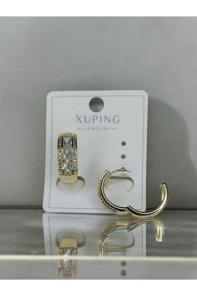 ESMERAY STEEL Xuping Earrings - Superior Steel Row Stone Round Model