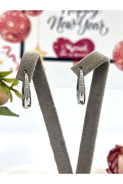 XUPING JEWELRY Vip Serisi Gümüş Renk Taşlı Çelik Küpe