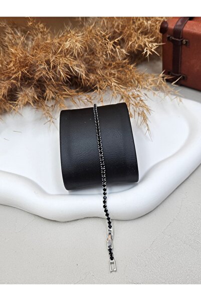 AURA Siyah zirkon taşlı su yolu bileklik