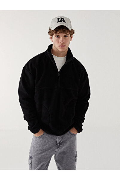 LC Waikiki Negru guler ridicat Swea pentru bărbați din lână cu mânecă lungă t...