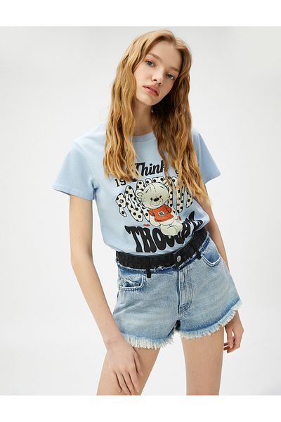 Koton Crew Neck Printed Cotton T-Shirt
