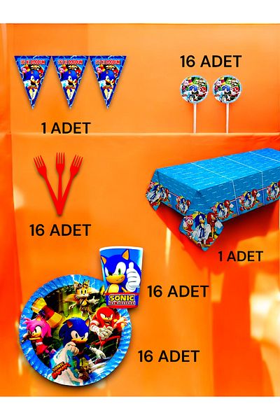 VibeHome Sonic Themed Premium Set for 16 - Birthday Party and Fun Events