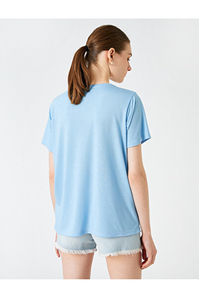 Koton Tričko s krátkym rukávom a výstrihom s potlačou sloganu