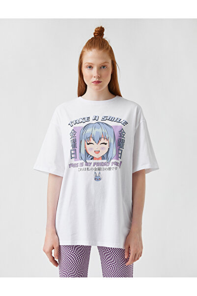 Koton Dámské tričko Ecru 2SAL10129IK