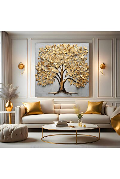 EMYA HOME Altın Ağaç Kanvas Tablo