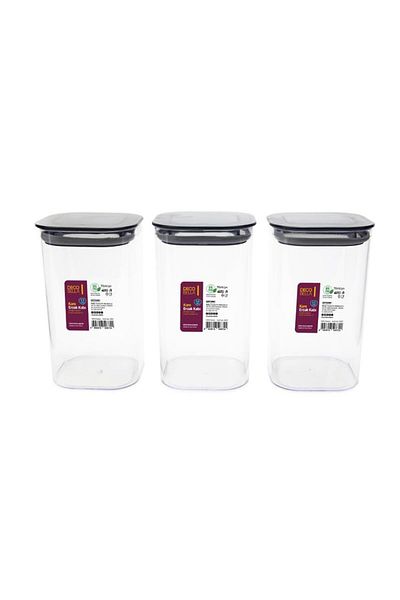 BRAVES 3 Pcs Vacuum Square Lunch Box Set - 1.1 Lt Lids Pulses Storage