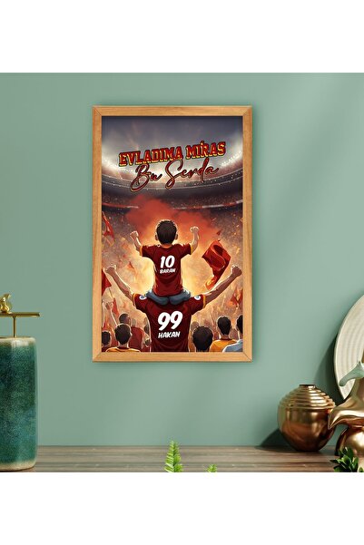 Bk Gift Kişiye Özel İsimli Baba-Oğul Sarı Kırmızı Evladıma Miras Bu Sevda Ahş...