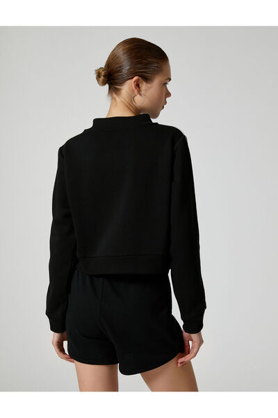 Koton Hanorac cu fermoar Crop Stand Guler Imprimat cu dungi