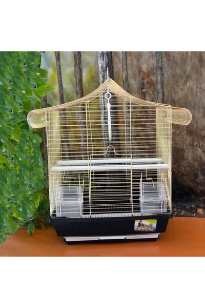 EuroGold Pirinç Telli Üçgen Çatılı Kuş Kafesi 31x42x45cm