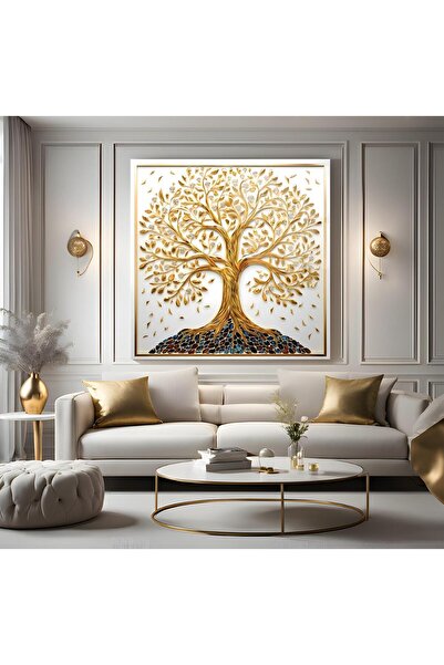EMYA HOME Tablou pe pânză cu copac de aur